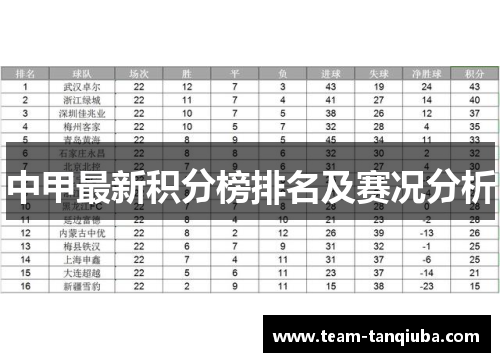 中甲最新积分榜排名及赛况分析